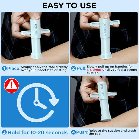 YARKOR Bug Bite Suction Tool Blue, Kid Friendly Venom Extractor Itch Relief, Natural Reduce Itch & Swell, Bite & Sting First Aid for Outdoor Hikin...