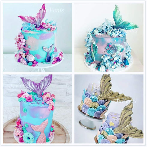 JeVenis 3D Big Mermaid Tail Mold Mermaid Silicone Fondant Mold for Cake Decoration Chocolate Candy Mold Soap Mold...