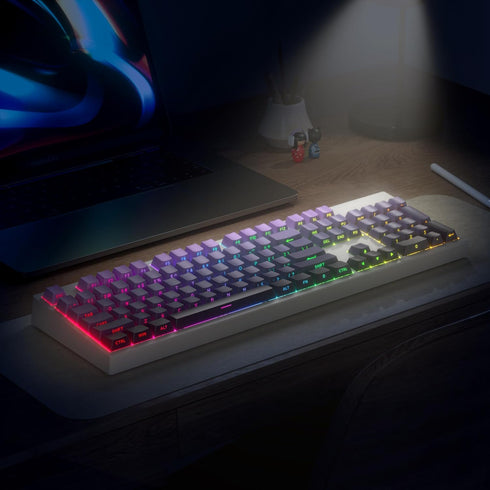 PBT Gradient Purple Keycaps Side Printed Shine Through Keycaps Set Cherry Profile Double Shot Custom Keycaps Minimalist Style for Mechanical Keybo...