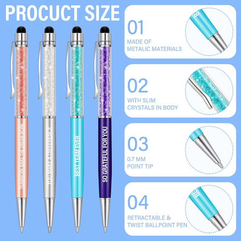 Laumoi Employee Appreciation Pens Inspirational Motivational Gifts Thank You Pens 2 in 1 Crystal Stylus Pen Appreciation Gifts for Office Coworker...