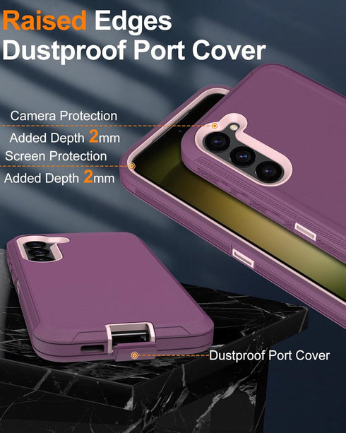 for Samsung Galaxy S23-Plus Case, with Screen Protector, Dust-Proof Port Cover, Full-Body Silicone Rubber Phone Case, Military Grade Drop-Proof Sh...