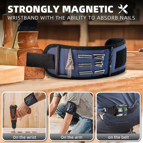 5 rows of 15 powerful magnet tool accessories, magnetic wristband for tools, Holding Screws Wrist Magnet Tool gift for men, adsorbing screws, nail...