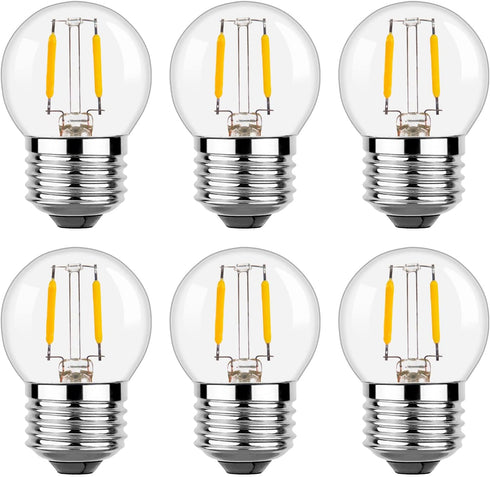 G40 E26 1W Low Wattage LED Vintage Bulbs Small Globe Nightlight 10 Watt Edison Style Bulb, 2700K Warm White Non Dimmable 6Pack...