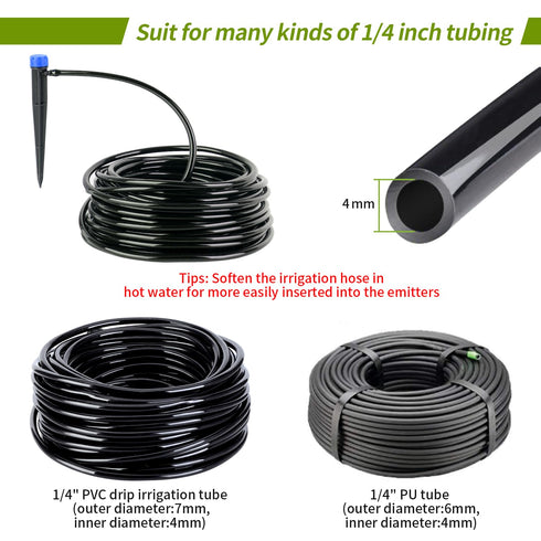 1/4" Drip Irrigation Emitters,50 pcs Drip Emitters for 1/4" Drip Irrigation Tubing,Adjustable 360 Degree Water Flow Drip Heads Water Dripper for P...