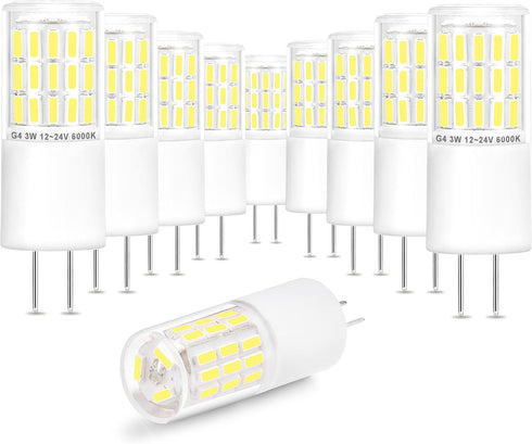 G4 T3 3W Daylight 6000K LED Outdoor Landscape Light Bulbs 12V-24V,G4 20W 25W 30W Halogen Replacement,Low Voltage G4 T3 JC Bi-pin Bulb for RV Boat ...