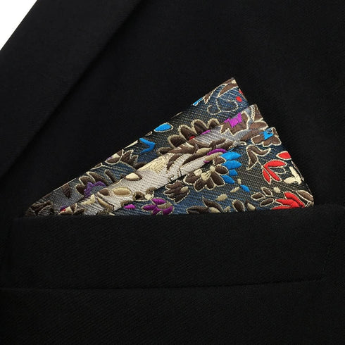 SHLAX&WING Floral Multicolor Silk Pocket Square Mens Hankies Hanky...