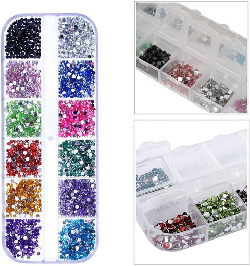 6 Pieces Nail Art Tool Jewelry Storage Box, 12 Compartments Plastic Rhinestone Organizer Container Case, Display Containers...