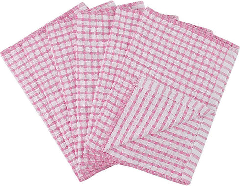 uxcell Cotton Terry Small Kitchen Dish Cloth, Absorbent and Quick Drying Cleaning Dish Rags, 15 x 10.5 Inches, Pack of 6, Pink...
