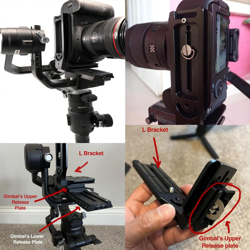 DSLR Camera L Bracket Quick Release Plate, Universal Application, Lightweight, Compatible with Canon Nikon Sony DJI Ronin Zhiyun Stabilizer Tripod...