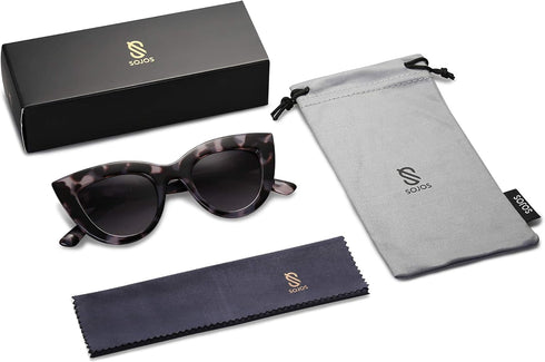 SOJOS Retro Small Vintage Cat Eye Sunglasses for Women Cute Fashion UV400 Sunnies SJ2939...