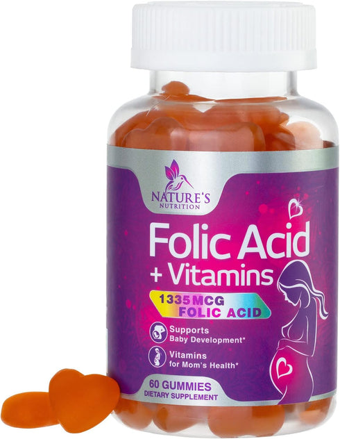 Prenatal Gummy Vitamins for Women, Prenatal Multivitamin with Folic Acid for Fetal Support, Vitamin A, C, D3, B12 & B6, Nature's Pregnancy Vitamin...