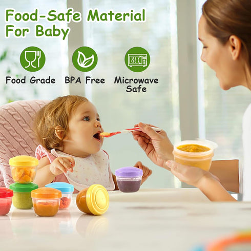 12 Pack Leakproof Baby Food Storage Containers, 4 oz Plastic Baby Food Jars with Lids, Reusable Small Baby Food Jars, Lock in Freshness, Freezer &...