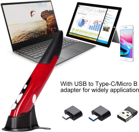 lychee Wireless Optical Pocket Pen Mouse, 2.4GHZ USB Wireless Optical Pen Mouse 800/1200/1600 DPI Adjustable Handwriting Mini Mice for PC Laptop N...