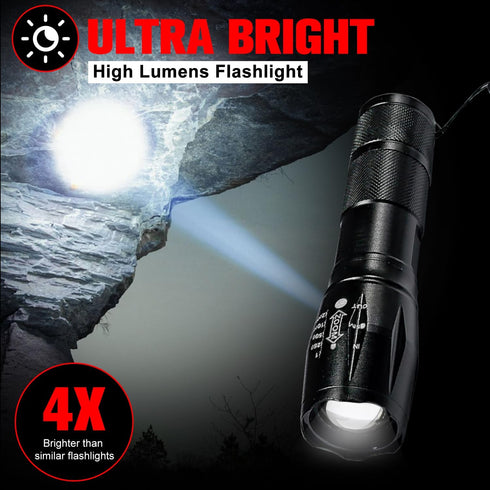 Tactical Flashlights High Lumens 4 Pack, Bright 2000 Lumens Zoomable LED Flashlight, Water Resistant Portable Pocket Flash Light for Home, Emergen...
