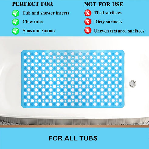 Bath Mat for Tub, 30 x 17 inch Non Slip Bathtub Mat Machine Washable Shower Mat with Suction Cups, Quick Drain Bathtub Mat for Bathroom...