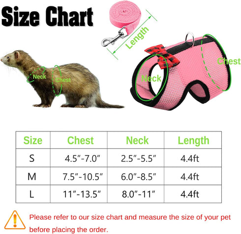 Rypet Small Animal Harness and Leash - Soft Mesh Small Pet Harness with Safe Bell, No Pull Comfort Padded Vest for Small Pet Pink S...