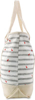 DALIX 22" Shopping Tote Bag in Heavy Cotton Canvas (Zippered Top) Gray Flamingo...