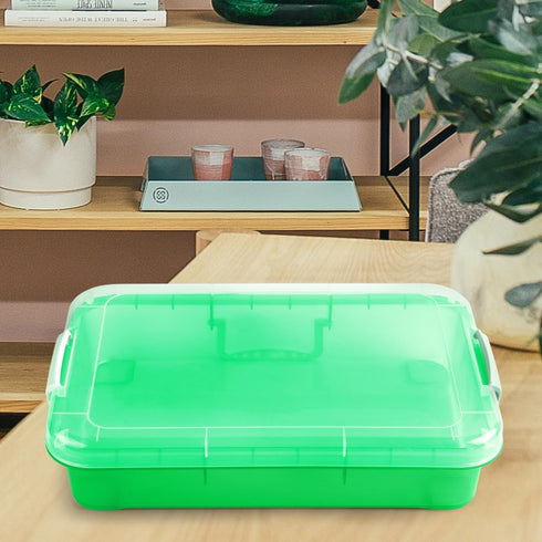 15Inch Portable Sensory Bin Play Tray with Lid, Fill with Water, Sand, Beads and More (Green)...