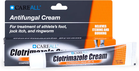 CareAll Clotrimazole Antifungal Cream 1% USP 1.0 oz., Cures Most Athlete’s Foot, Jock Itch and Ringworm, Sooths and Relieves Itching, Burning and ...