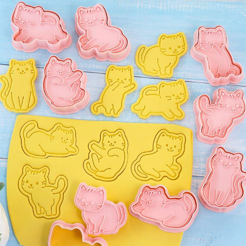 Crethinkaty Cat Cookie Cutters Set-8 Plastic Cookie Cutter Stamp- Cat Theme Fun Cookie Mold, Good for Making Cat Treats....