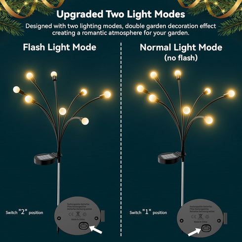 Solar Garden Lights 2-Pack 16 LEDs with Two Light Modes, Firefly Garden Lights Solar Outdoor, Swinging Garden Lights Solar Powered Waterproof for ...