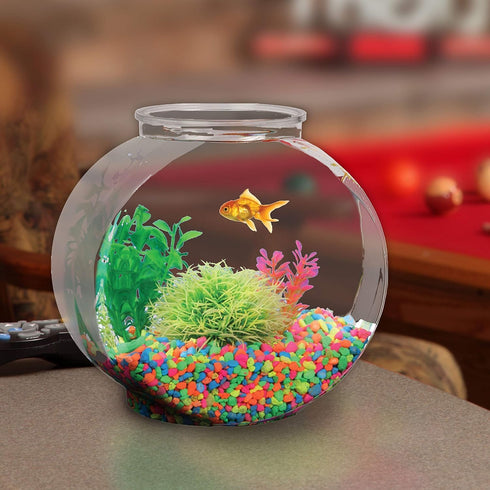 Koller Products 1-Gallon Fish Bowl, Shatterproof Plastic with Crystal Clear Clarity...
