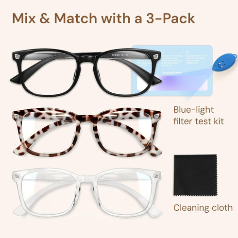 Gaoye Stylish Blue Light Glasses for Woman - Computer Glasses up to 99% Blue Light Blocking - Lightweight Frames - 3 pack...