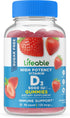 Lifeable Sugar Free Vitamin D 5000 IU - Great Tasting Natural Flavor Gummy Supplement - Gluten Free Vegetarian GMO-Free Chewable - for Immune Supp...
