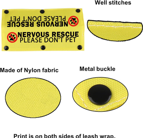 Funny Leash Sleeve Nervous Rescue Please Don't Pet Dog Leash Wrap Sleeve Pet Birthday Gift (Please Don't Pet-YE Sleeve)...