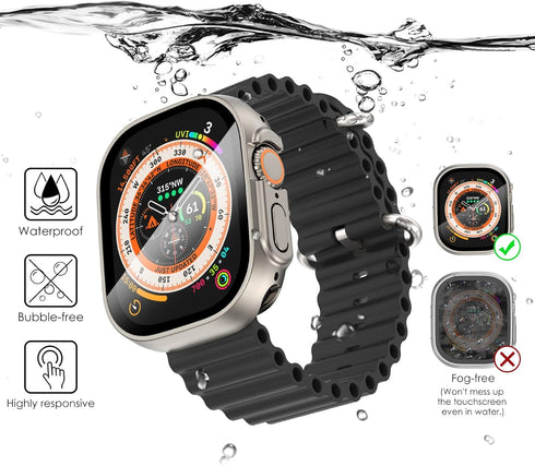 NewWays 2 in 1 Waterproof Case for Apple Watch Ultra 49mm Screen Protector, 360 Protective Glass Face Cover Hard PC Bumper + Back Frame for iWatch...