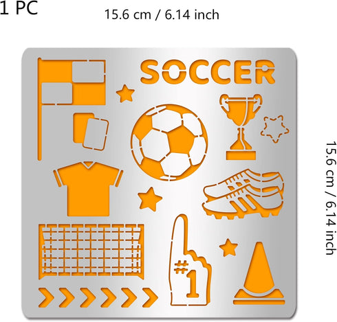 Soccer Stencil for Painting Stainless Steel Sport Football Drawing Stencils 6.15 inches Championship Trophy Football Boots Metal Stencil Soccer Th...