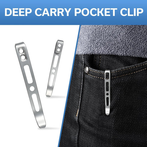 SENCUT Deep Carry Pocket Clip Only Knives, NOT Screws Included, Length: 2.28"(58mm), SA15B (Long Plain)...