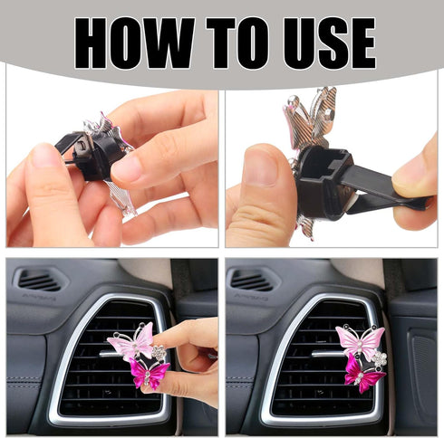 1 Set Butterfly Car Interior Air Freshener Vent Clips, Cute Car Mirror Hanging Accessories with Air Vent Clips,Pink car Accessories for Mirror and...