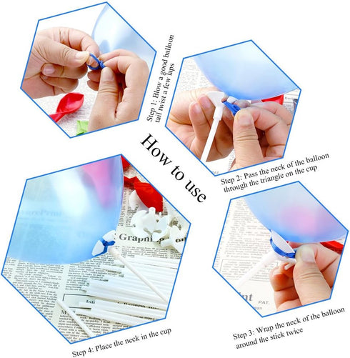 PP OPOUNT 50 Pieces Balloon Sticks Upgraded Version White Balloon Sticks Holders with Cups for Christmas Decoration, Wedding, Party, Holidays, Ann...