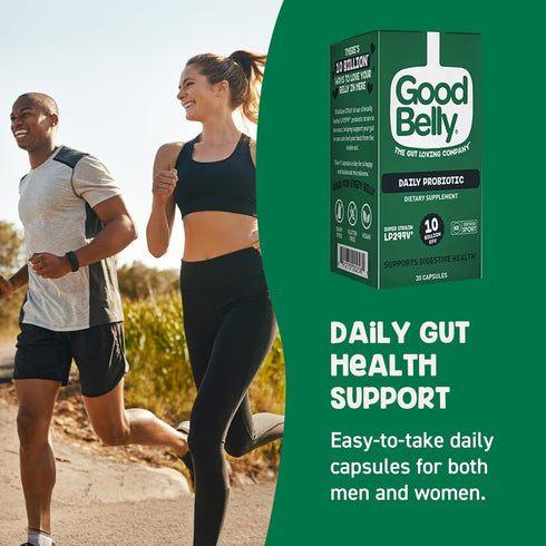 GoodBelly Probiotic Capsules for Digestive Health | Vegan Probiotic Supplement with 10 Billion Live Cultures | Probiotics for Women & Men | 30 Cap...
