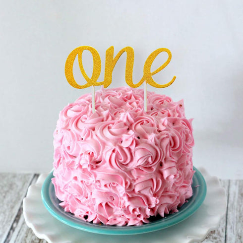 Gold 1st Birthday Topper, Double Sided Glitter, Number One Cake Topper Decoration, One Year Bday Party Decor for Girls and Boys, Couples And Marri...