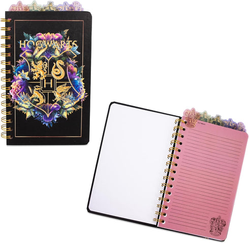 Harry Potter Hogwarts Crests 5-Tab Spiral Notebook | 75-Page Bound Sketchbook Journal, Work Memo Notepad With Lined Paper, Travel Diary Writing | ...