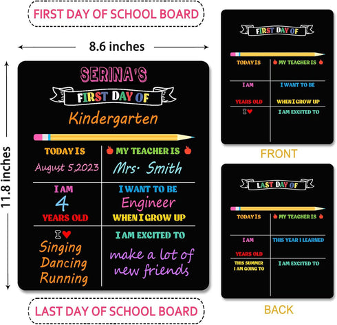 First and Last Day of School Board Double Sided Back to School Sign First Day of School Chalkboard for Kids Boys Girls 1st Day of Preschool Pre-K ...