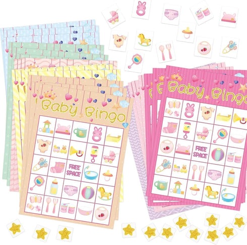 Fancy Land Girl Baby Shower Bingo Game - 24 Guests Party Game Supplies...