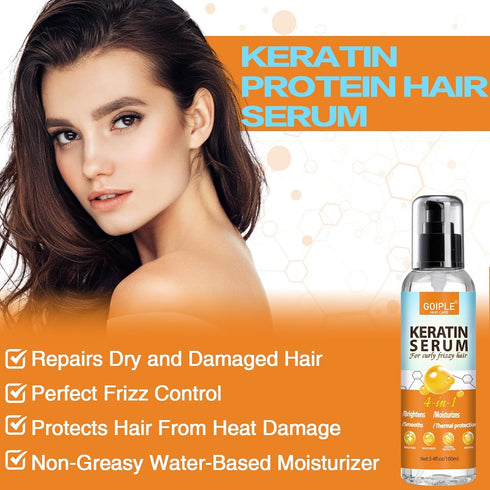 Keratin Protein Hair Serum for Frizzy Hair - Keratin Hair Serum Nourishes & Repair Hair with Castor Oil for Dry Damaged Hair - Keratin Hair Treatm...