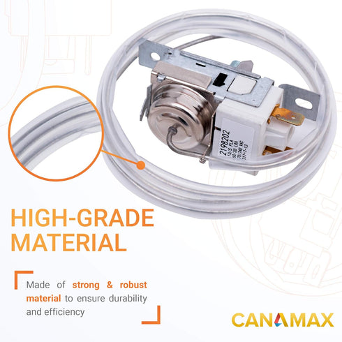 Upgraded 2198202 Refrigerator Cold Control Thermostat Replacement Part by Canamax - Compatible with Whirlpool and Kenmore Refrigerators - Replaces 2161284, WP2198202VP, WP2198202