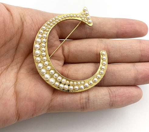 Alphabet Letters(A-Z) Plated Metal Simulated pearl Lapel Pin Brooches Collar for Women girls(Gold Tone)...