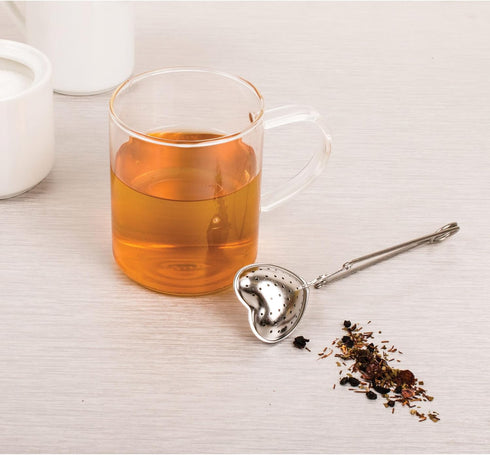 HIC Long Handled Snap Tea Infuser, Heart, 18/8 Stainless Steel Mesh, 1.75-Inch...