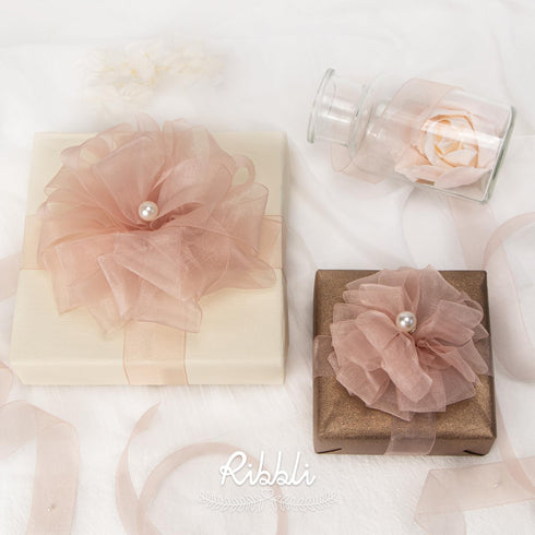 Ribbli Sweet Nectar Pink Sheer Organza Ribbon,1 Inches x Continuous 50 Yard,Rose Ribbon for Gift Wrapping,Bouquet Wrapping,Wedding Decoration,All ...