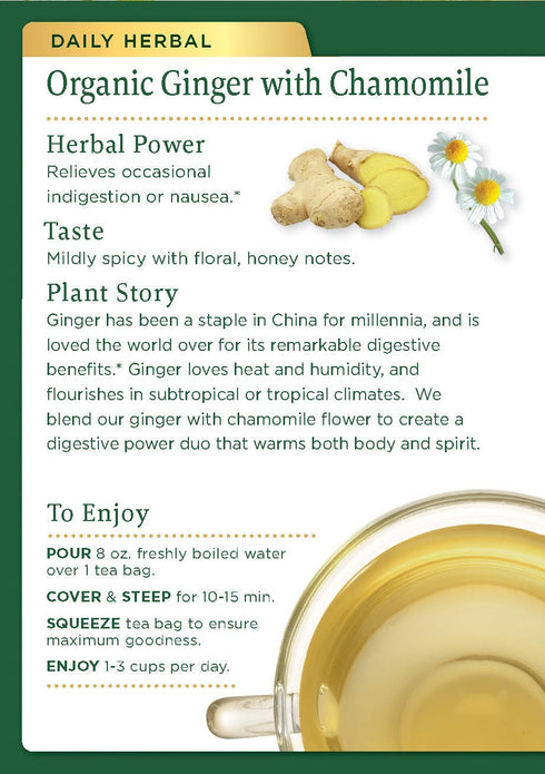 Traditional Medicinal Organic Ginger with Chamomile Tea - 16 Bags...