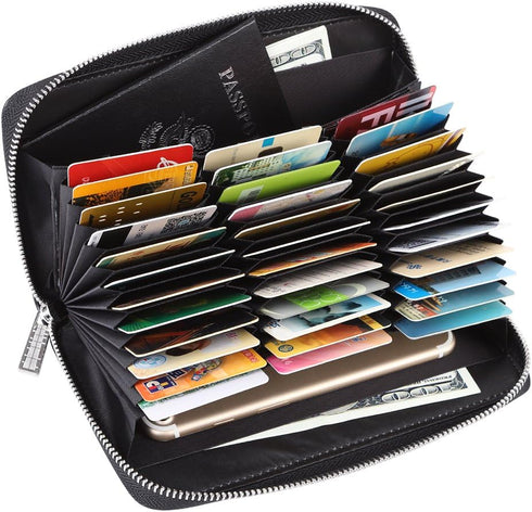 Cynure Women 36 Slots RFID Blocking Card Holder Large Long Leather Zipper Organizer Accordion Wallet...