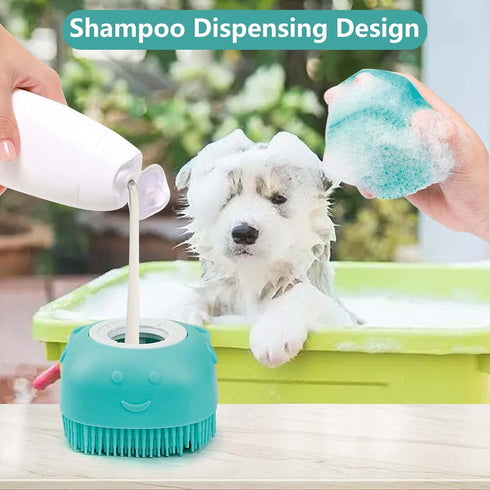 2Pack Dog Bath Brush, Dog Bath Scrubber Shampoo Dispenser Brush, Pet Bath Massage Shower Soap Brush Soft Silicone for Short & Long Haired Dogs and...