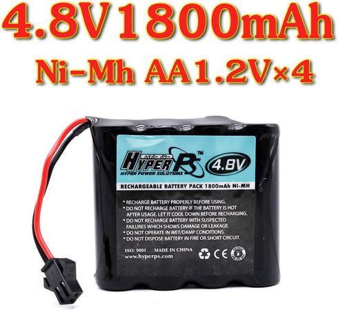 4.8V 1800mAh Ni-MH 4 Cell Rechargeable AA Battery Pack SM-2P Plug...