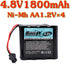 4.8V 1800mAh Ni-MH 4 Cell Rechargeable AA Battery Pack SM-2P Plug...