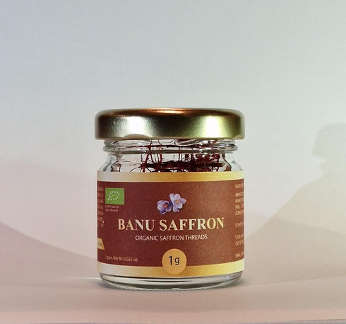 Organic Saffron - Banu Saffron Award Winning all Red Certified Organic Saffron Threads - 4 Grams (0.14 Ounce)...